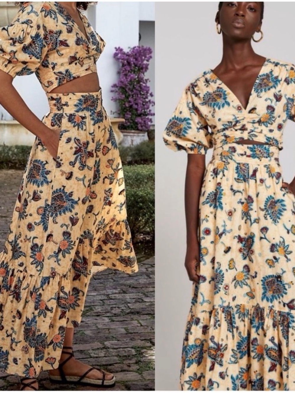 A.L.C Lucie Floral Two-Piece Crop Top & Maxi Skirt Set